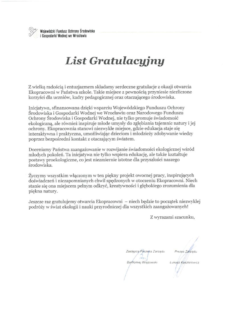 list gratulacyjny